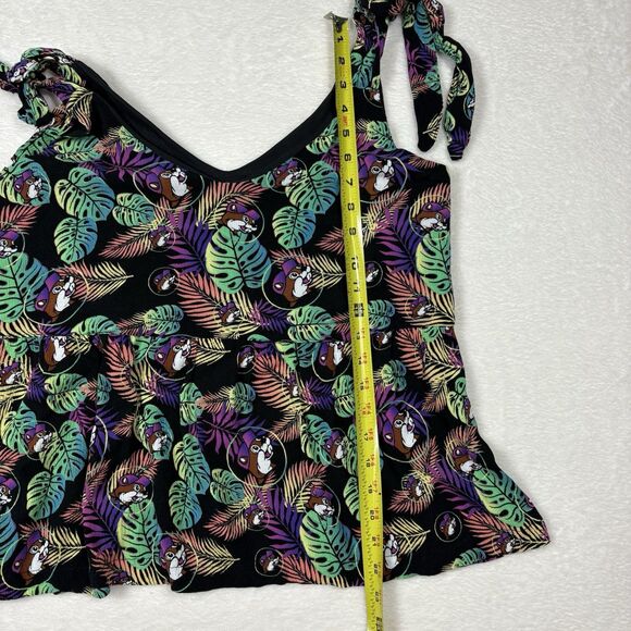 BUC-EE’S Women’s Flounce Tank Top Tie Straps Palm All Over Print Flowy Vacation - Picture 11 of 11